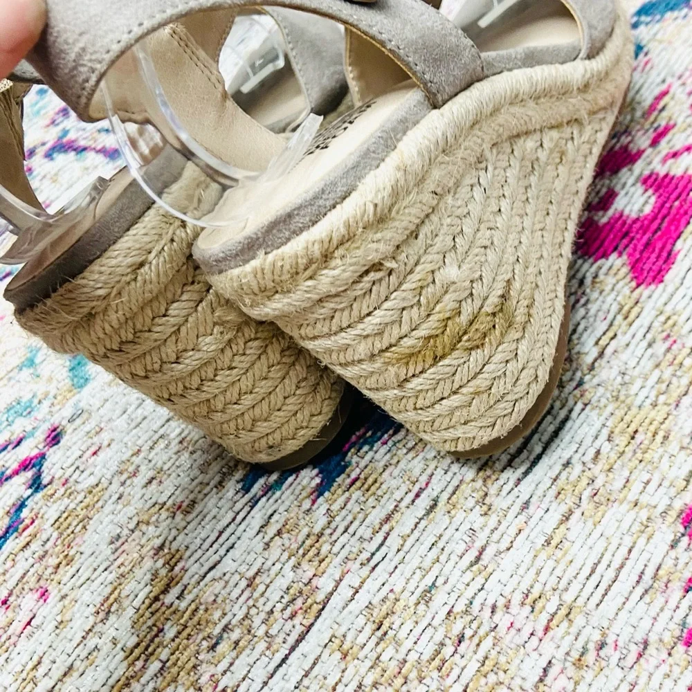 LifeStride • Tyra Taupe Grey Espadrille Wedge Sandal • 6.5